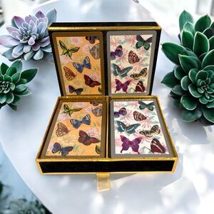Vintage Congress Set 2 Butterfly Playing Card Decks Floral & Butterfly Design